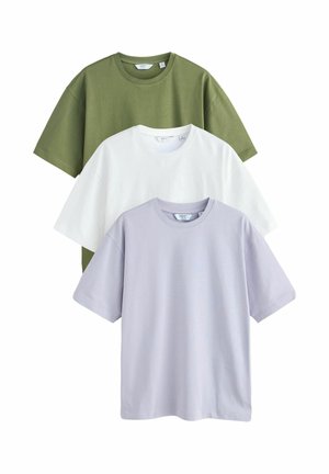 Next, HEAVYWEIGHT T-SHIRTS 3 PACK . - Basic T-shirt - white green lilac purple