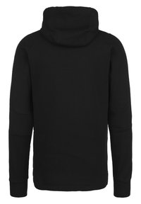 Felpa nera con pannelli in mesh tessurizzato sui lati e sulle maniche. Presenta un cappuccio e maniche lunghe; realizzata in un tessuto morbido e flessibile.