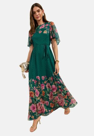 Friends Like These, REGULAR FIT - PUFF SLEEVE TIER HEM MIDI DRESS  . - Maxikleid - green pink