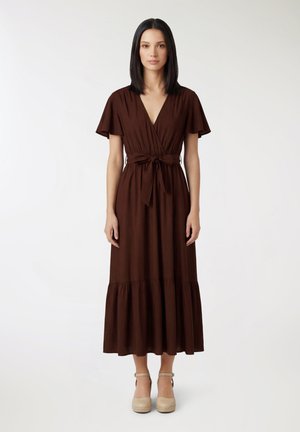 INCROCIATO CON FUSCIACCA - Vestito lungo - cacao
