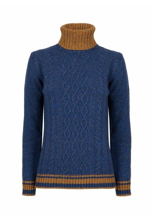 TURTLENECK  IN ARAN-STITCHED  - Maglione - blue