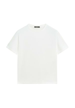 Massimo Dutti, Mini split suede leather bag - T-shirt basic - white