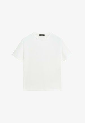 Massimo Dutti, Mini split suede leather bag - T-shirt basic - white