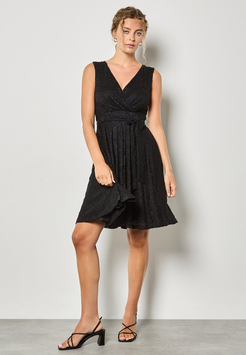 black cocktail dress fit and flare Fit & Flare A-Line Midi Dress in Black