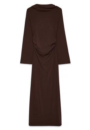 WIDE SLEEVE OPEN BACK - Džersio suknelė - brown