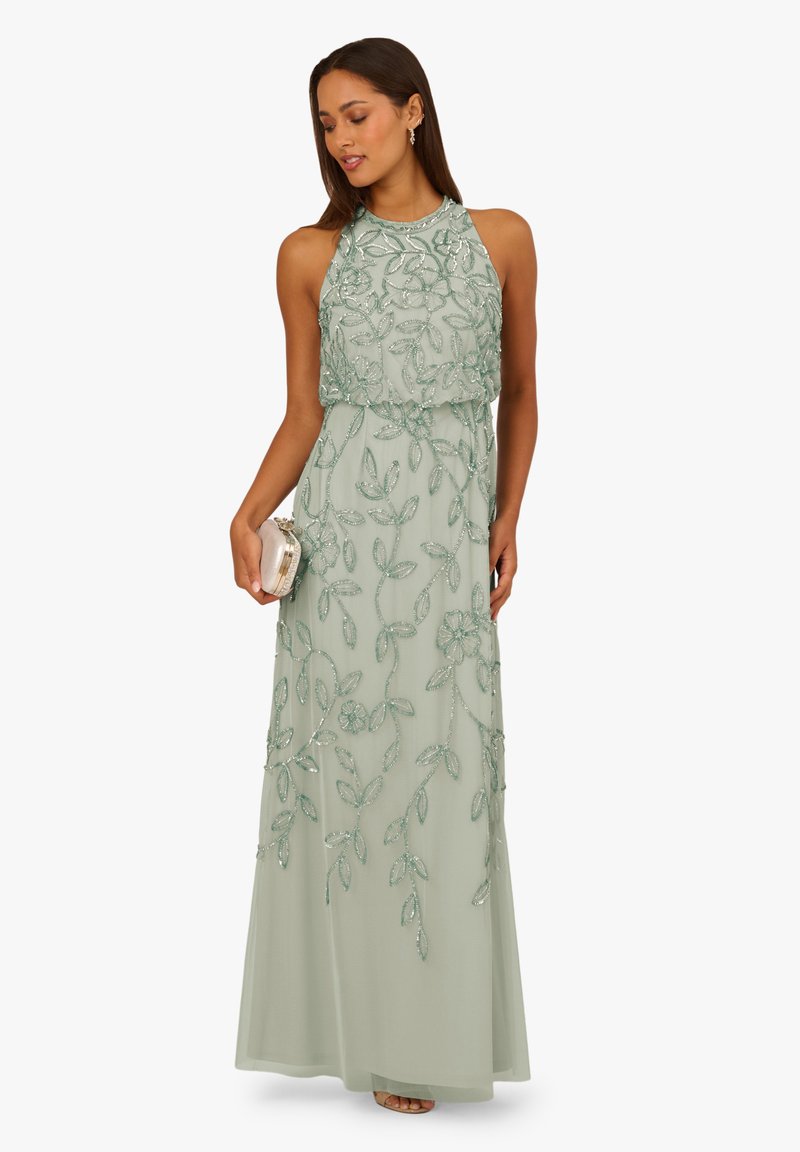 adrianna papell mint green dress Adrianna Papell Off-shoulder Rosette Sleeve Cocktail Dress