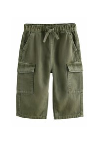 Grønne cargo shorts med elastisk talje og snoretræk samt to store sidelommer. Lavet af struktureret bomuldsmateriale.