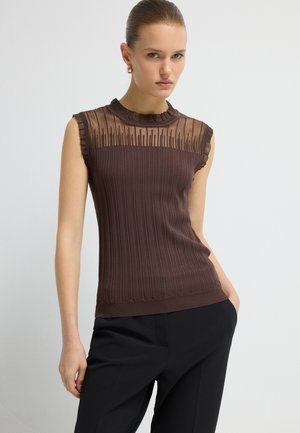 DETAILED SLEVELESS  - Top - brown (10)