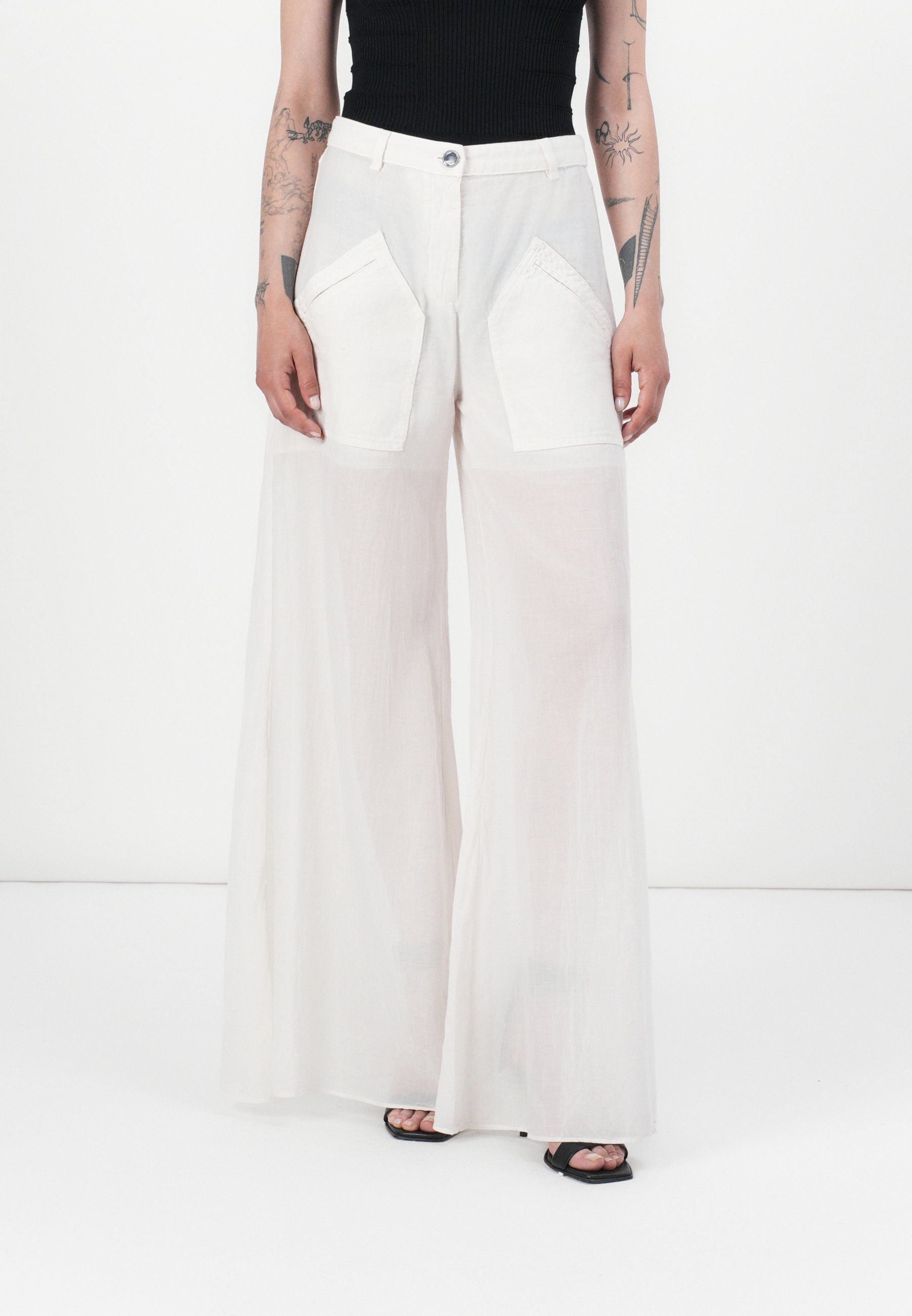 Pinko DONALD PANTALONE - Trousers - bianco cigno/off-white