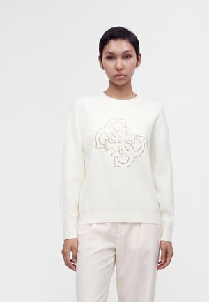 Guess, EVELYN TRIANGLE LOGO SWT - Пуловер - cream white