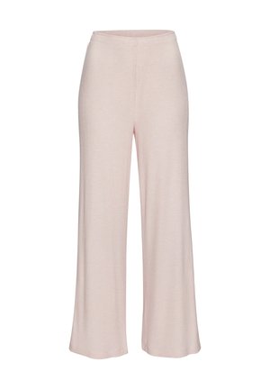Pantaloni a gamba larga rosa pallido realizzati in tessuto a costine, dotati di una cintura elastica per il massimo comfort e una vestibilità rilassata.
