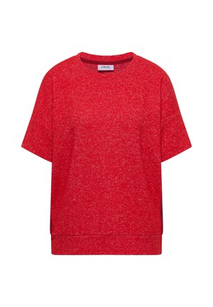 Cecil, DROPPED SHOULDER SHIRT MIT RUNDHALS UND TAPE - T-shirt con stampa - flame red melange