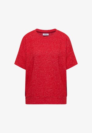 Cecil, DROPPED SHOULDER SHIRT MIT RUNDHALS UND TAPE - Camiseta estampada - flame red melange