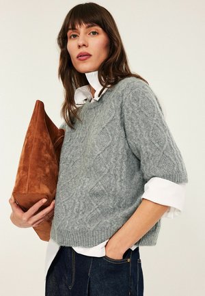 CABLE-KNIT  - Printtipaita - grey melange