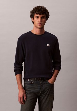Calvin Klein Jeans, WAFFLE LABEL TEE - Pitkähihainen paita - dark sapphire