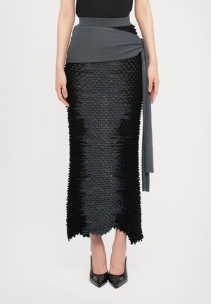 GLITCH WRAP  - Maxi skirt - grey/black