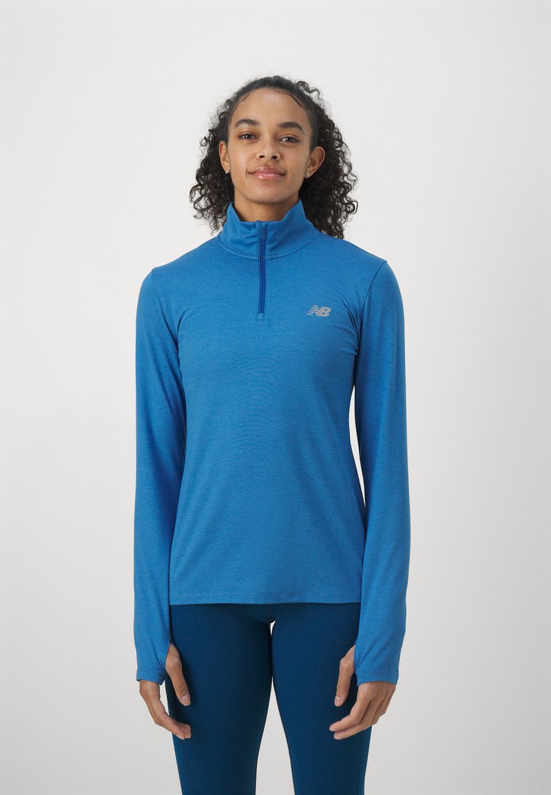 New Balance SPORT ESSENTIALS SPACE DYE QUARTER ZIP - Majica z dolgimi rokavi - blue agate heather