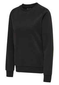 Zwarte sweatshirt gemaakt van een katoenmix, met een ronde halslijn, raglanmouwen en geribde manchetten en zoom voor een nauwsluitende pasvorm.