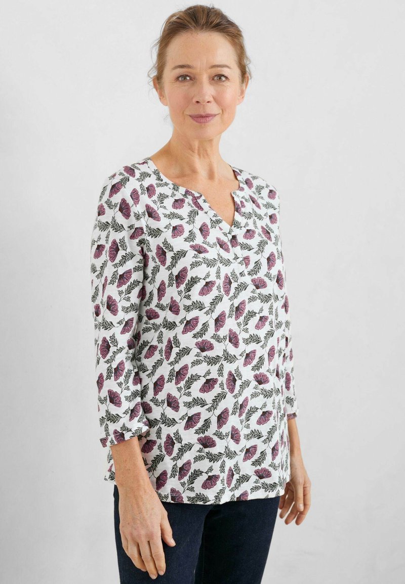 Seasalt Cornwall WATERFLOW Long sleeved top folk vines chalk/light