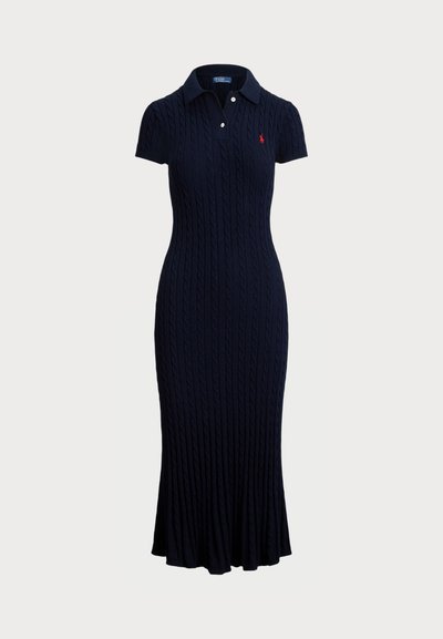 Polo Ralph Lauren CABLE KNIT POLO DRESS - Džemperkleita - hunter navy
