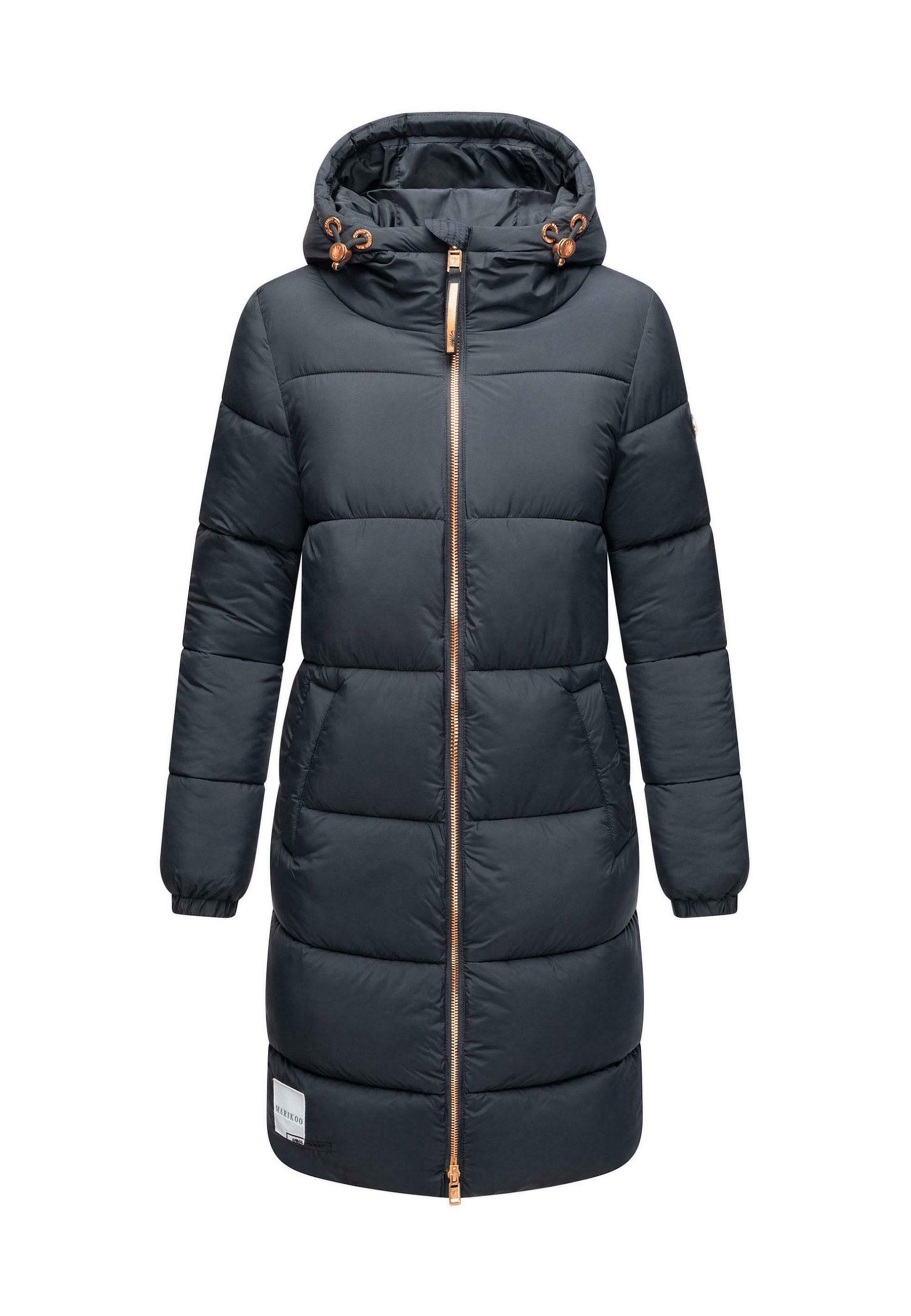 MARIKOO Warme winterjas voor dames, teddybont, gevoerde winterjas B802, Donkerblauw, 5XL