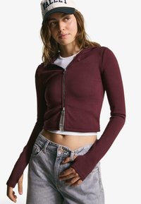 Bershka Sweater met rits - dark red