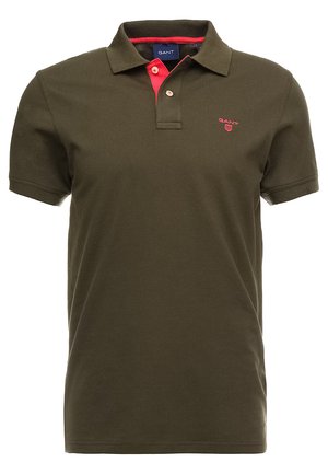 GANT CONTRAST COLLAR RUGGER - Poloshirt - field green