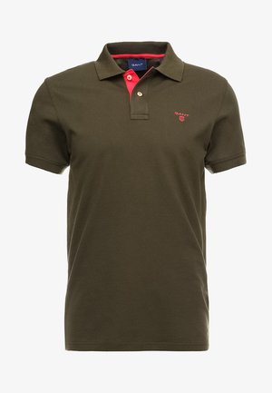 GANT CONTRAST COLLAR RUGGER - Poloshirt - field green