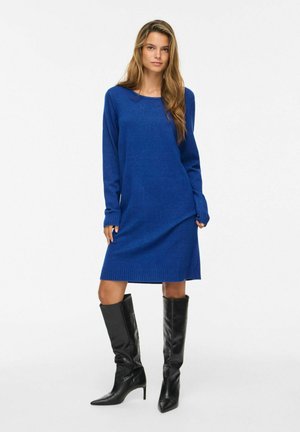 VILA, KNITTED DRESS VIRIL SHORT - Рокля тип пуловер - mazarine blue