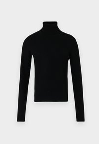 FITTED ROLL NECK - Strikkegenser - black patent