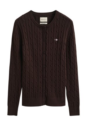 GANT, CABLE CARDIGAN - Gilet - deep brown