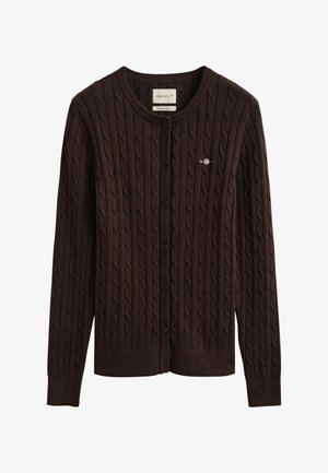 GANT, CABLE CARDIGAN - Gilet - deep brown