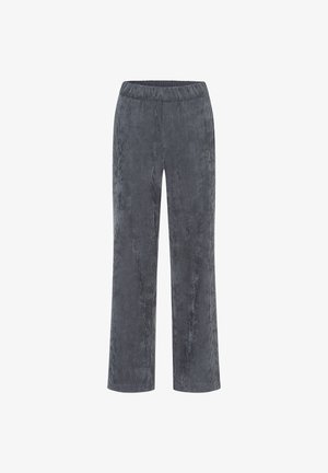 Graue Cordhosen mit geradem Bein, die eine weiche Textur und einen elastischen Bund für zusätzlichen Komfort bieten.