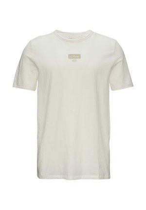 LOGO MIT ROLLKANTE UND STRUKTUR - T-shirt print - weiß