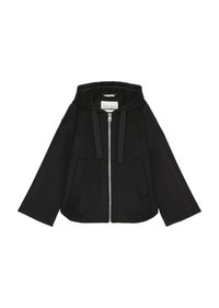 CAPE JACKET WITH HOOD WELT POCKETS - Jas - black