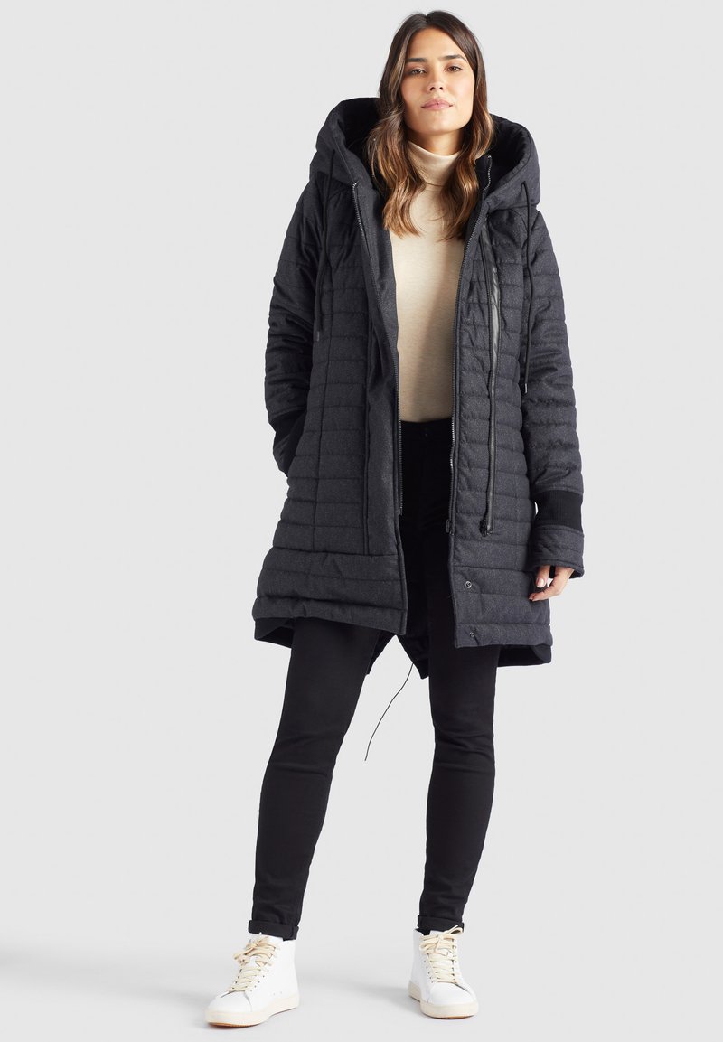 Damen Parkas | khujo MANTEL TOPSY2 Wintermantel schwarz weiß meliert/schwarz meliert - XM33038 Damen Parkas | khujo MANTEL TOPSY2 Wintermantel schwarz weiß meliert/schwarz meliert - XM33038