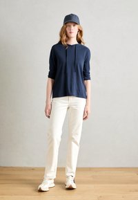 Marc O'Polo DENIM HOODED DRAWSTRINGS - Long sleeved top - navy teal