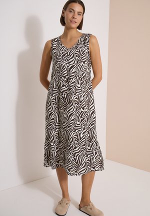 Cecil, MIDIKLEID MIT V-NECK UND ZEBRAPRINT - Jerseykjole - brown cacao