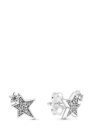 SPARKLING ASYMMETRIC STARS - Ohrringe - silver coloured