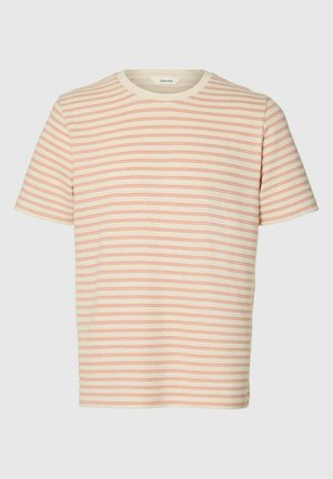 Selected, T-SHIRT GESTREIFTES - Camiseta estampada - egret