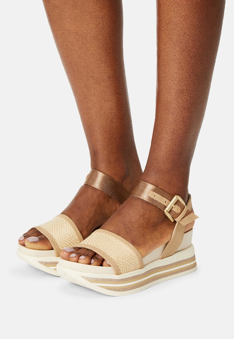 bugatti JIL - Platform sandals - beige/cognac