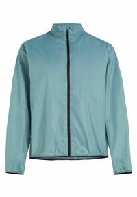 Lengvas, visiškai užtraukiamas švarkas iš švelnios mėlynos medžiagos. Savybėmis išsiskiria aukštu apykakle ir juodu užtrauktuku, elastinėmis rankogaliais ir apačia, užtikrinančiomis patogų prigludimą.