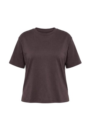 Ulla Popken, T-SHIRT, BOXY FIT, OVERSIZED, INTERLOCK JERSEY, RUNDHALS - T-shirt basic - mahogany