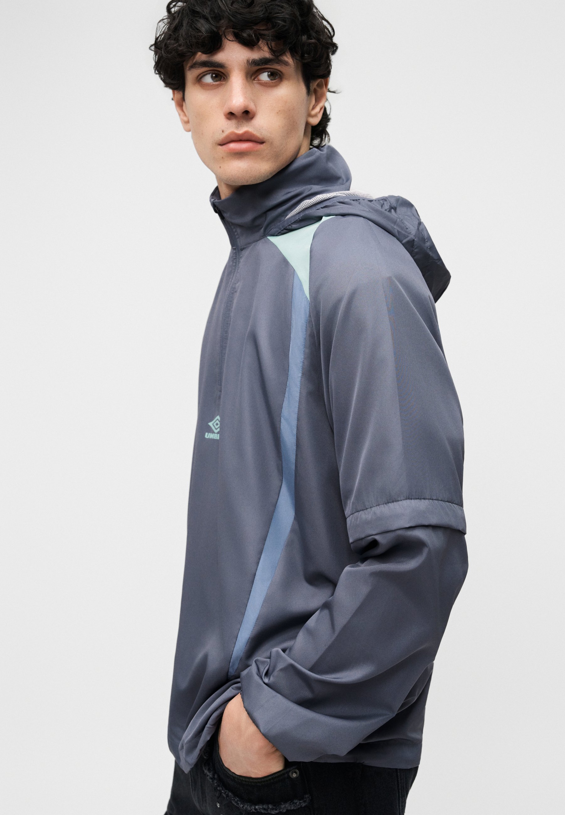 Umbro ZIP OFF SLEEVE WIND JACKET - Windbreaker - grisaille/ocean