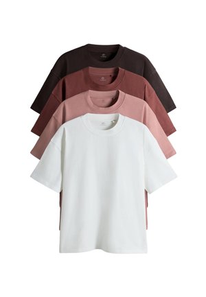 THE SET, - 4 PACK HEAVY CREW NECK  - T-shirt basic - pink tan