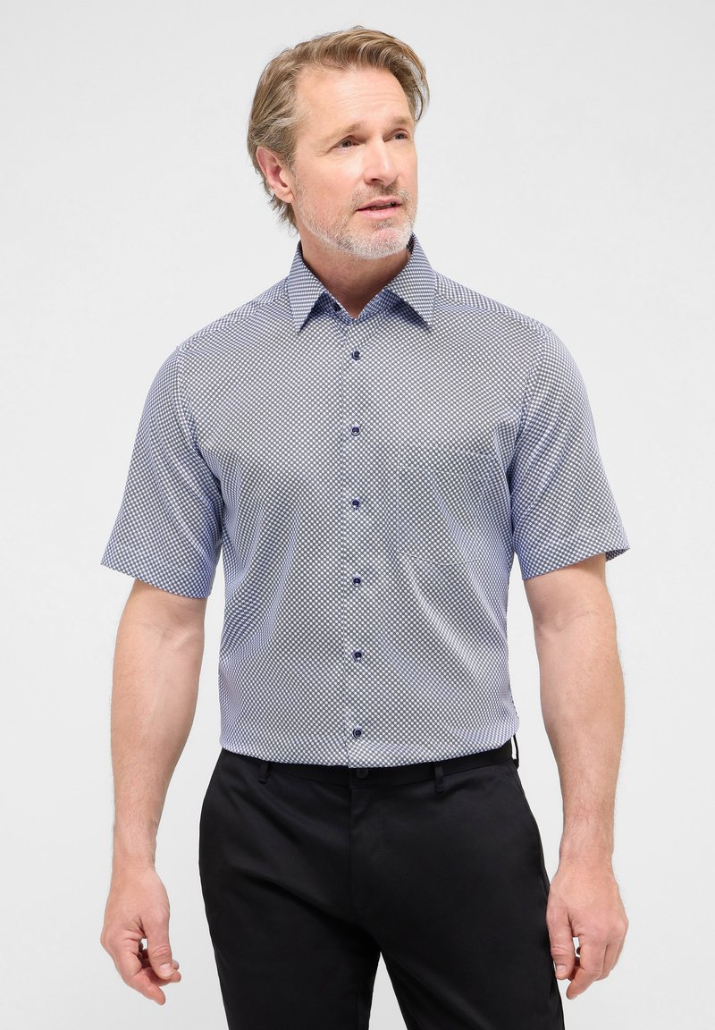Eterna BEDRUCKTES -KURZARM MODERN FIT - Overhemd - blau