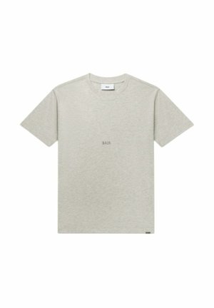 Light gray t-shirt made of cotton, featuring short sleeves, a crew neck, and a small embroidered logo at the center front.