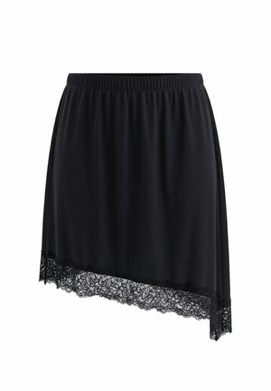 Studio Untold, ASYMMETRIC ELASTIC WAIST LACE TRIM SKIRT - A-line skirt - black