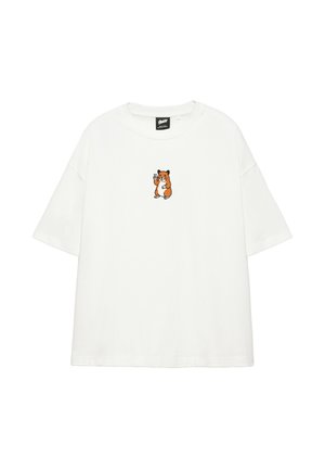 PULL&BEAR, SHORT-SLEEVE WITH HAMSTER GRAPHIC - T-SHIRT - T-Shirt print - white