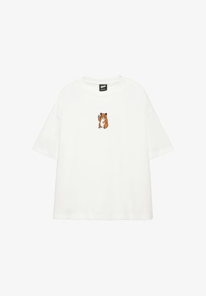 PULL&BEAR, SHORT-SLEEVE WITH HAMSTER GRAPHIC - T-SHIRT - T-shirt imprimé - white
